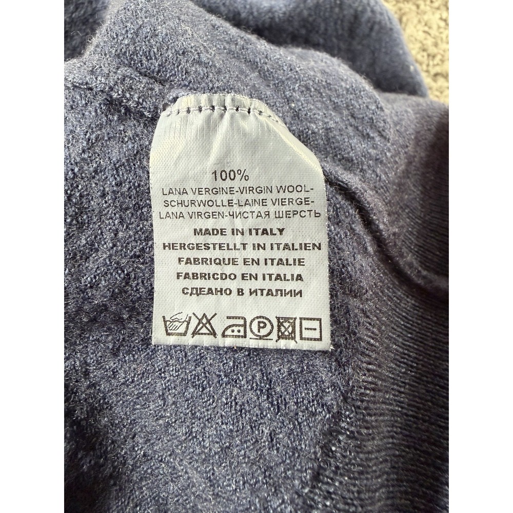 Gran Sasso Italy 100 Virgin Wool Cardigan Sweater Blue V-Neck Button Fits Like S - Picture 3 of 6